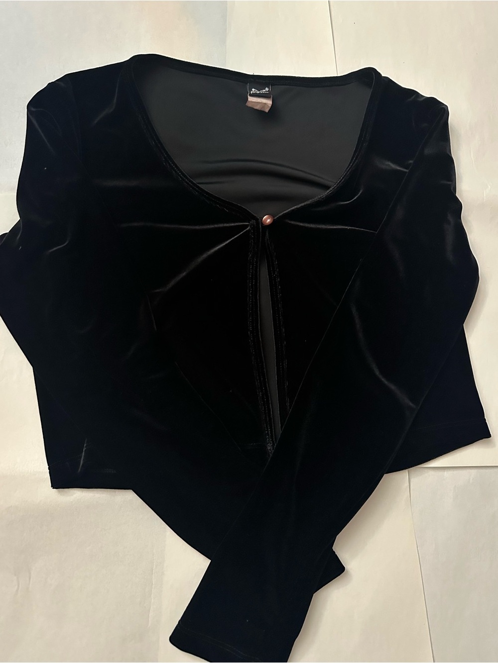 Vintage PS Per Seption Black Long-Sleeve Velvet Top Size M